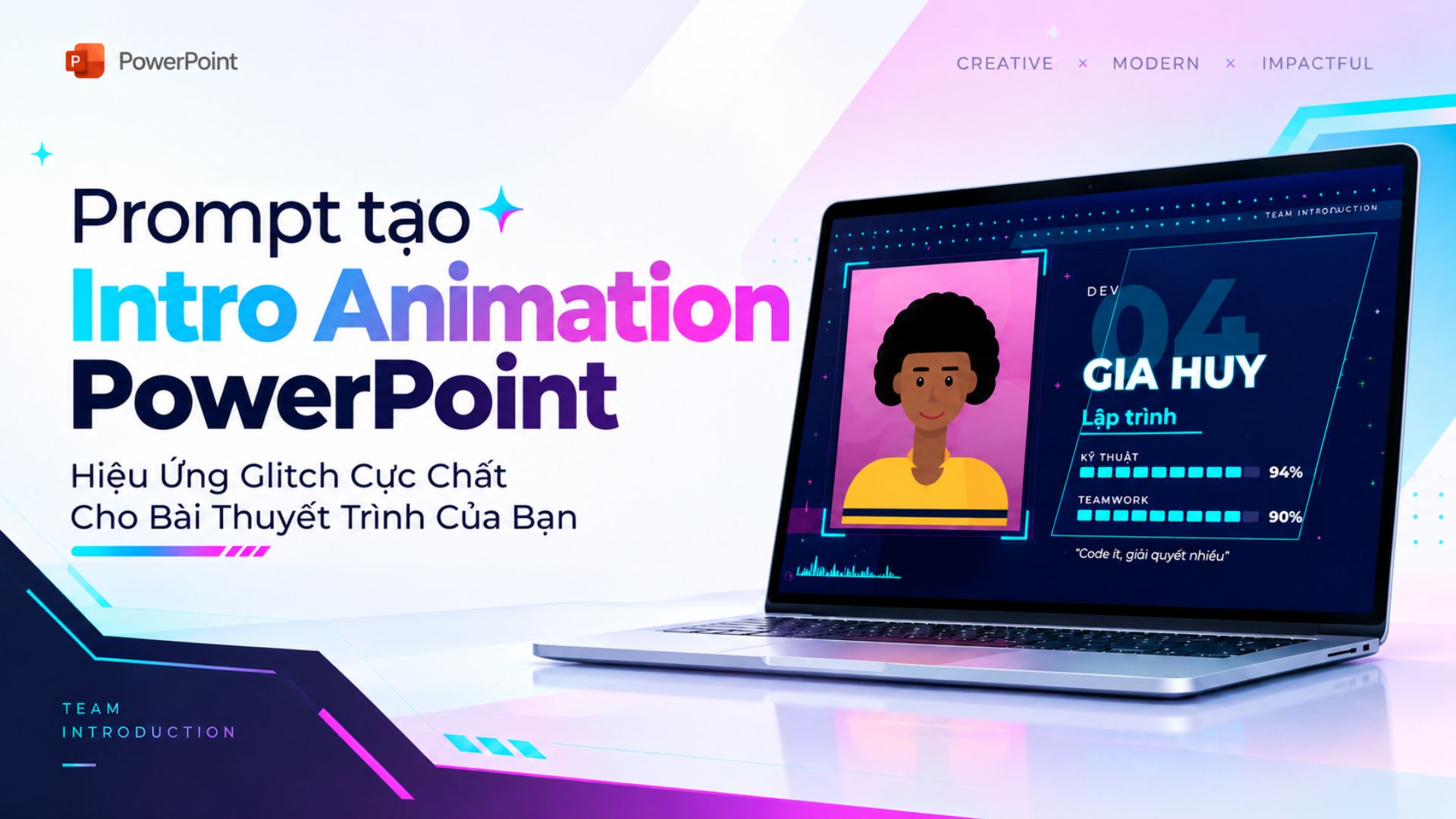 Prompt Tạo Intro Animation PowerPoint Với Hiệu Ứng Glitch