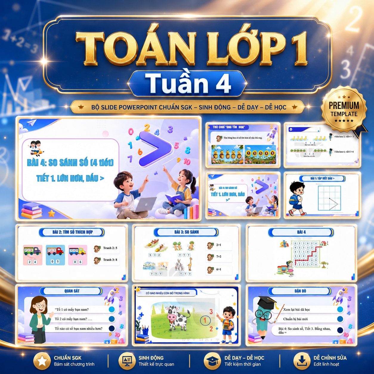 Giáo án Toán lớp 1 Tuần 4 