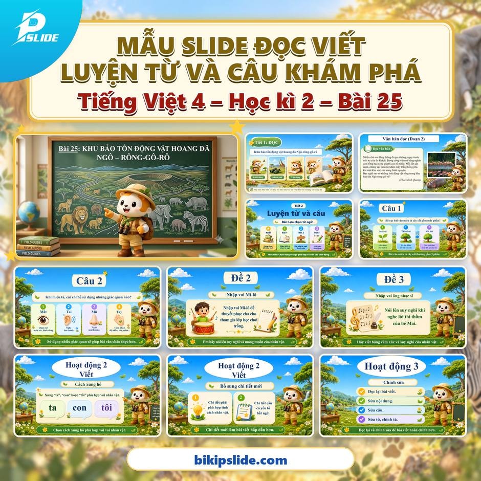Giáo án Tiếng Việt lớp 4 - Kì 2 - Bài 25: Khu bảo tồn động vật hoang dã Ngô-rông-gô-rô