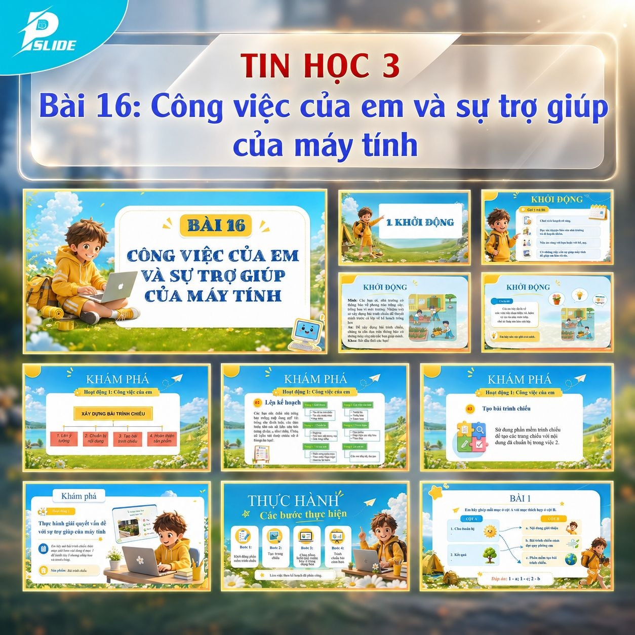 Giáo án Tin học lớp 3 - Bài 16: Công việc của em và sự trợ giúp của máy tính