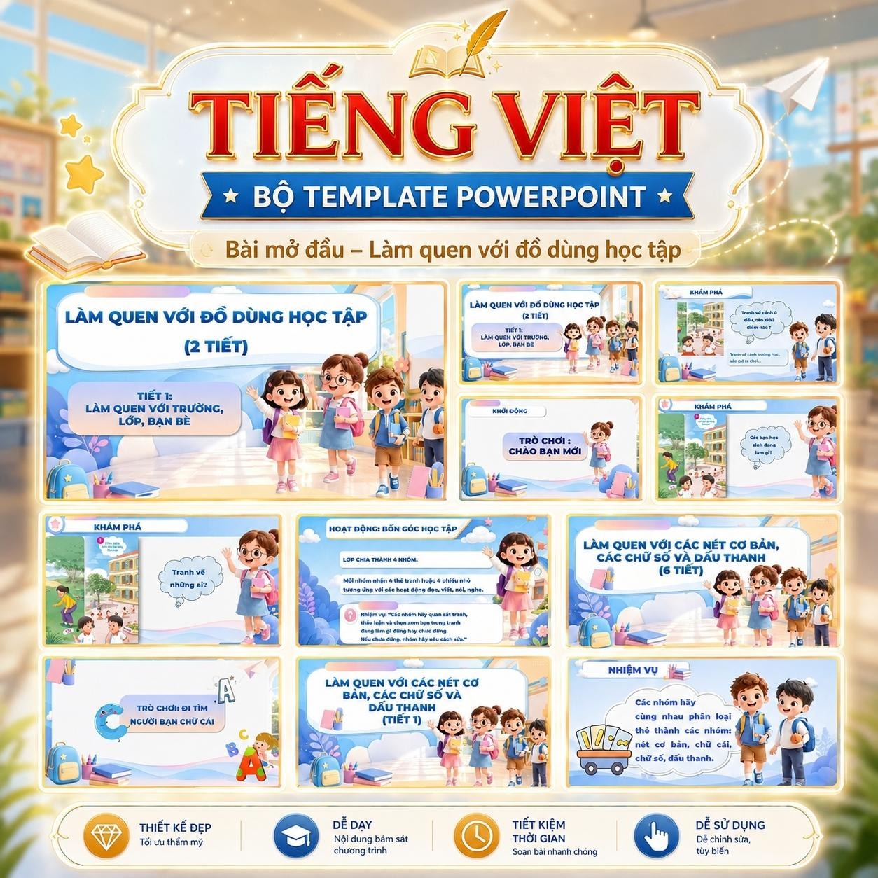 Giáo án Tiếng Việt lớp 1 - Bài Mở Đầu - Làm Quen Với Đồ Dùng Học Tập