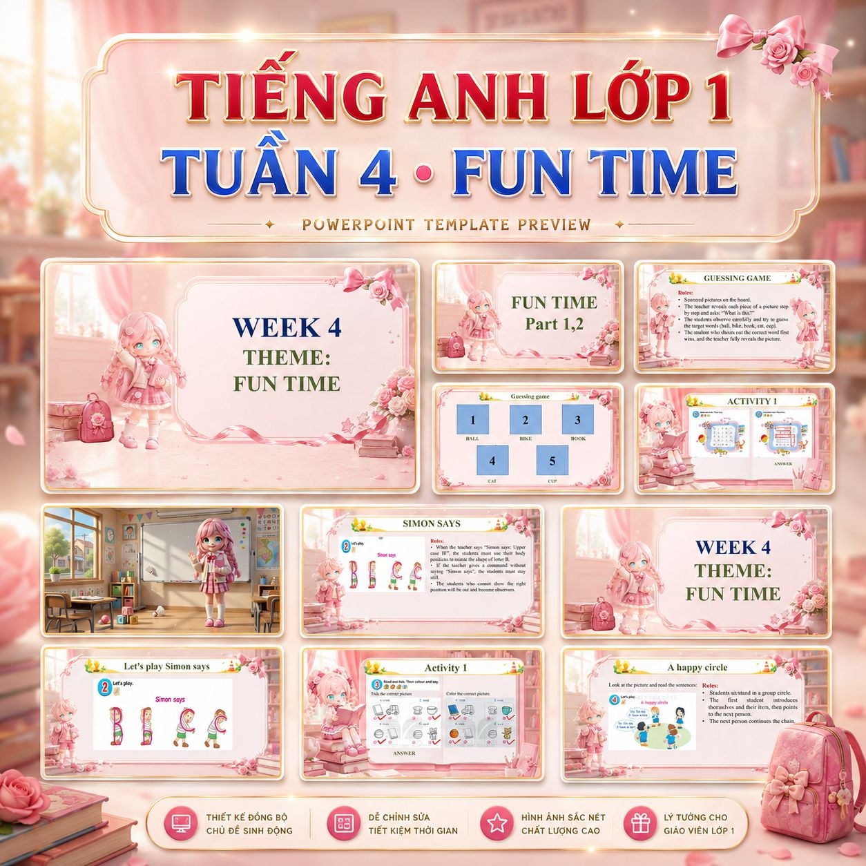 Giáo án Tiếng Anh lớp 1 - Tuần 4: Fun Time