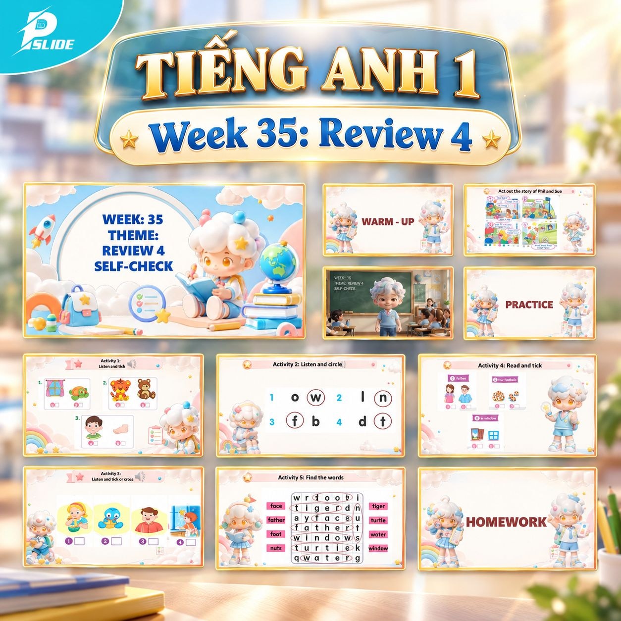 Giáo án Tiếng Anh lớp 1 - Week 35: Review 4