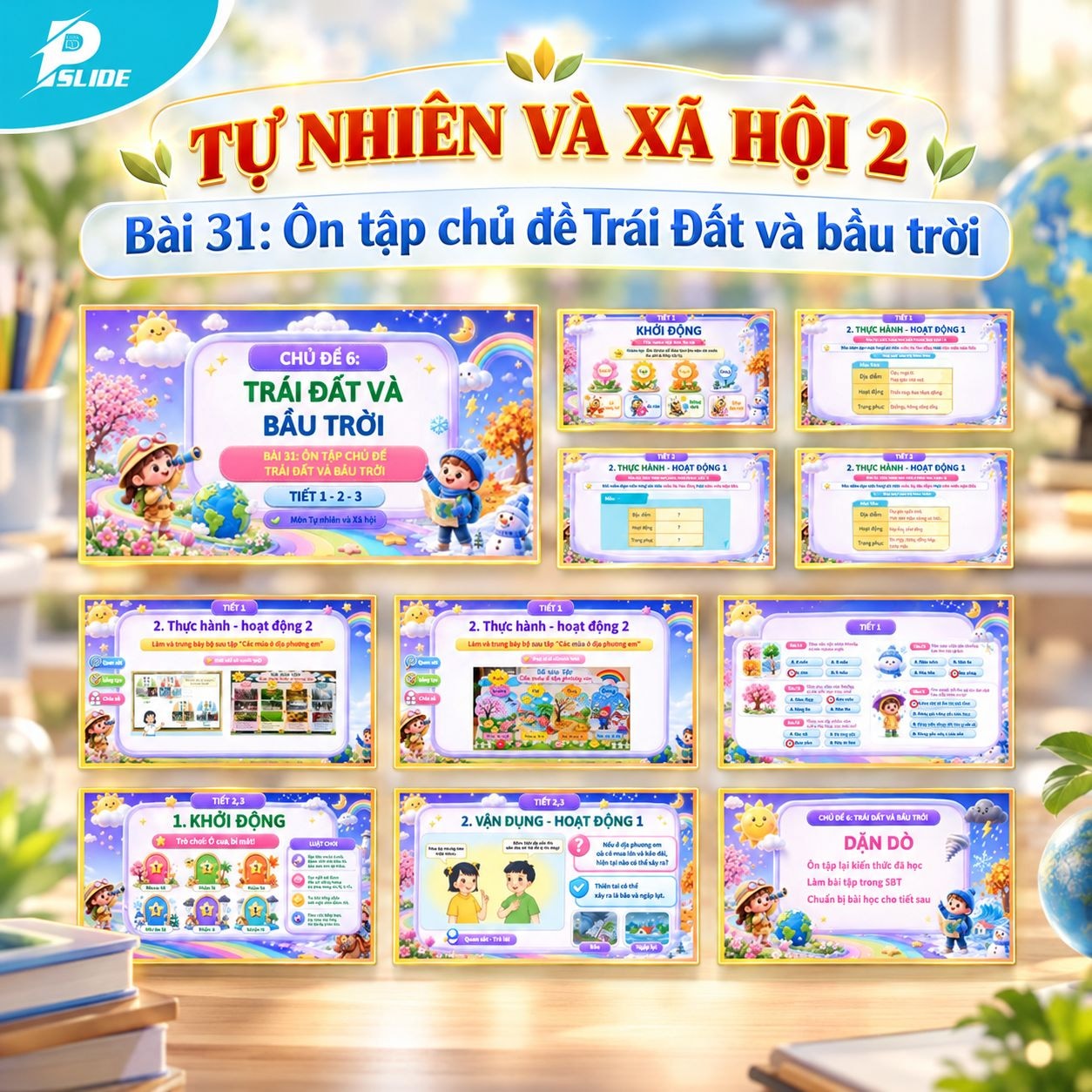 Giáo án Tự nhiên và Xã hội lớp 2 - Bài 31: Ôn tập chủ đề Trái Đất và bầu trời
