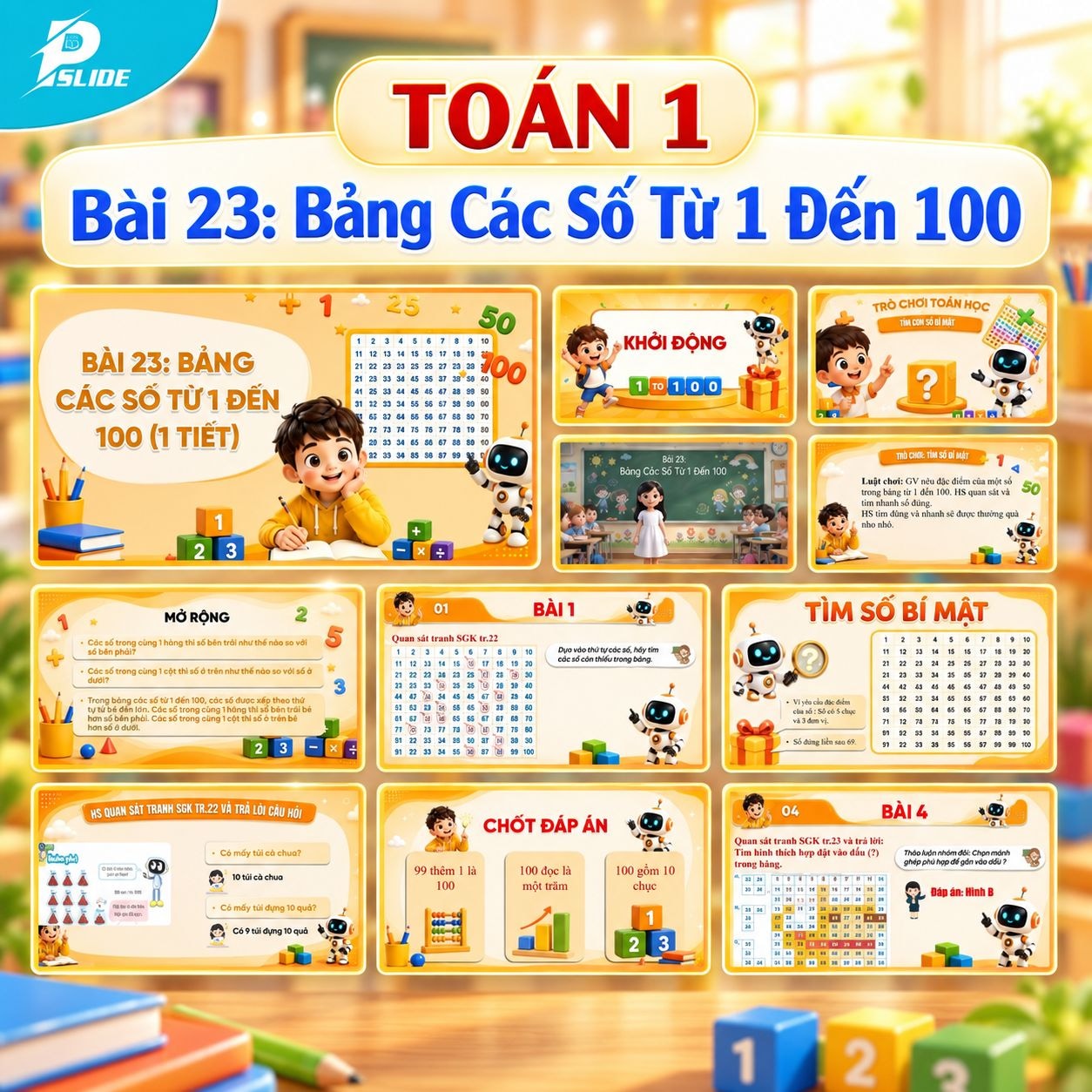 Giáo án Toán lớp 1 - Bài 23: Bảng Các Số Từ 1 Đến 100