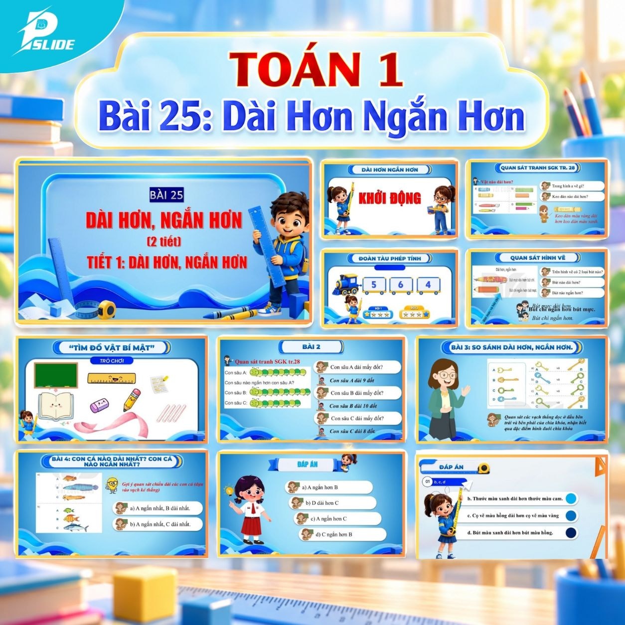 Giáo án Toán lớp 1 - Bài 25: Dài Hơn Ngắn Hơn