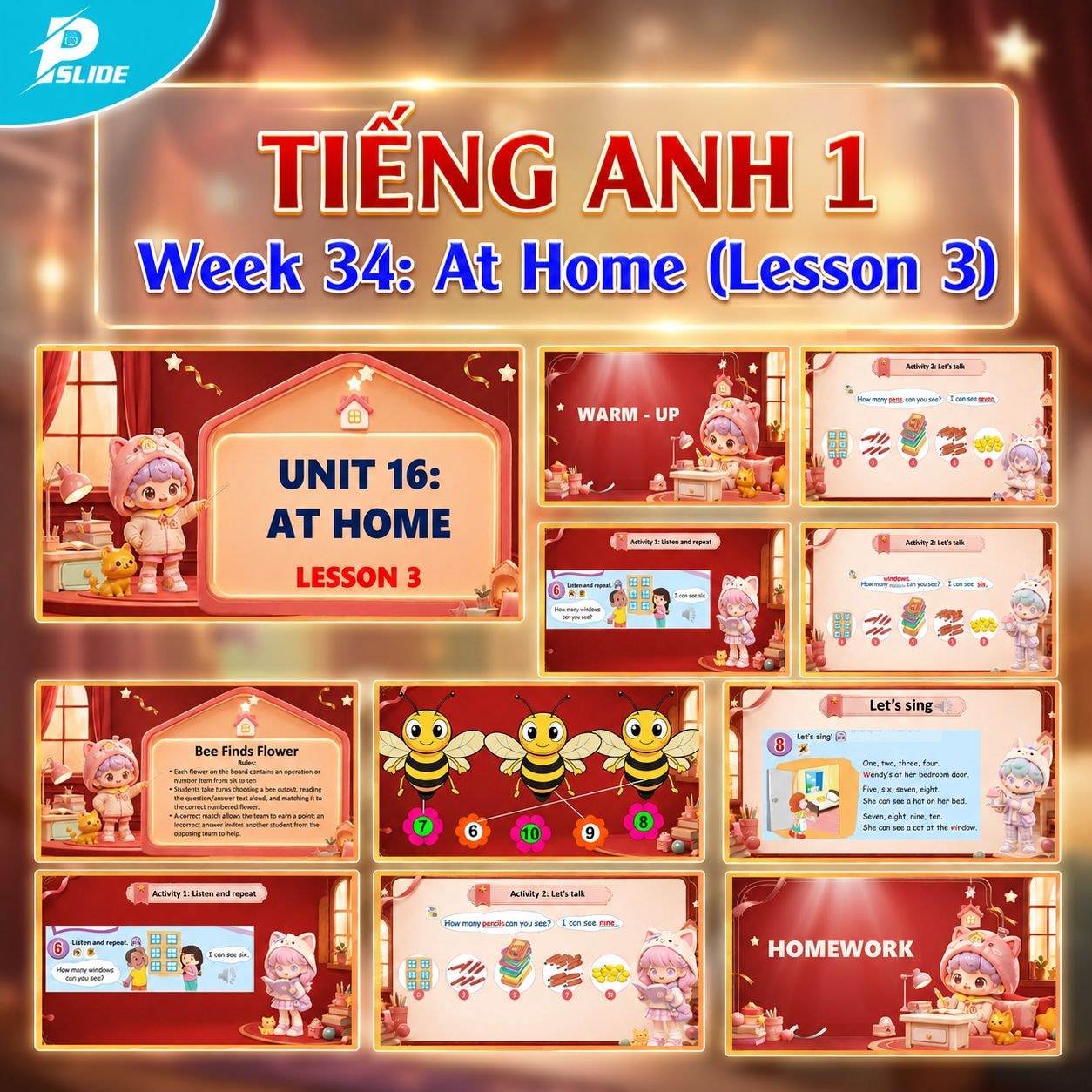 Giáo án Tiếng Anh lớp 1 - Week 34: At Home (Lesson 3)