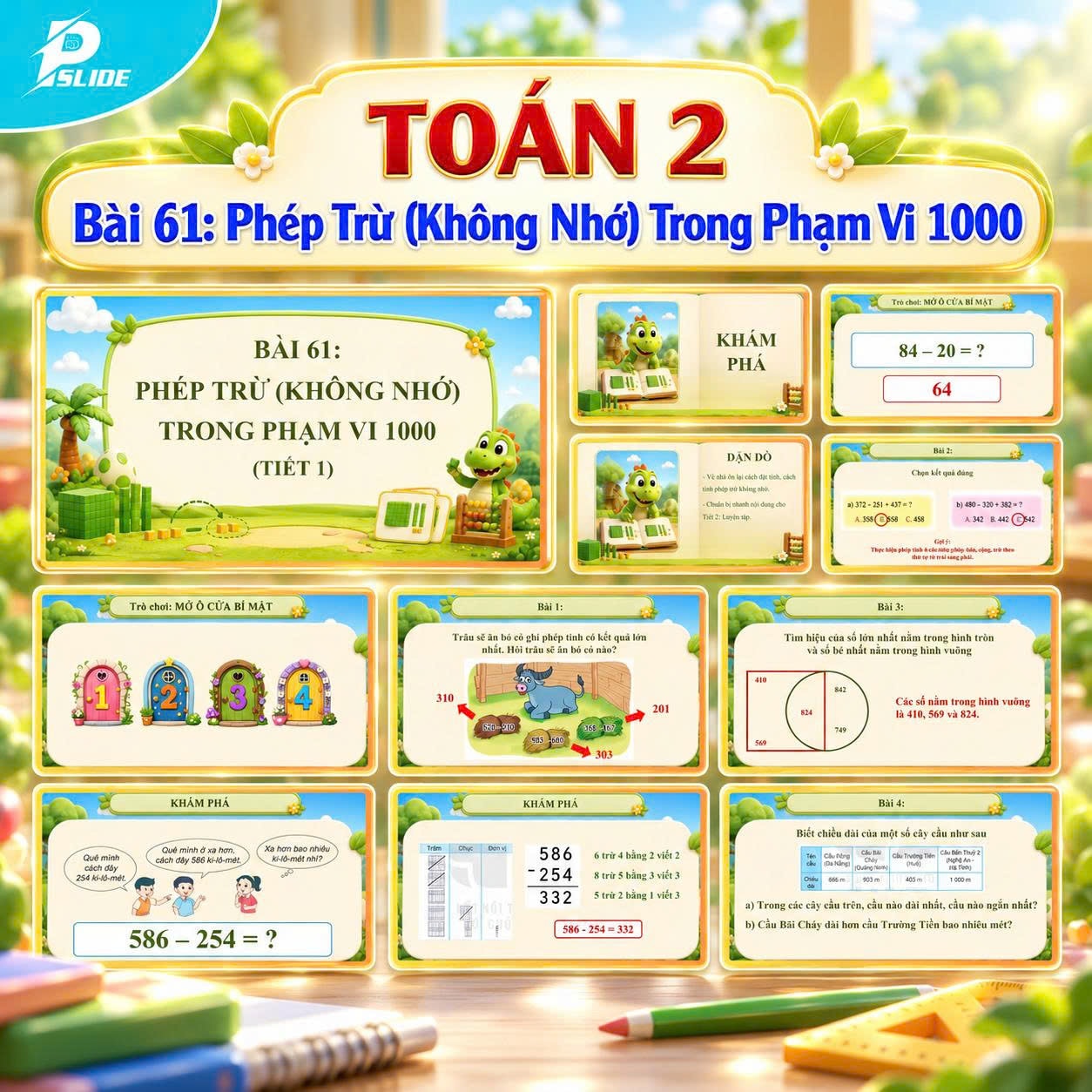 Giáo án Toán lớp 2 - Bài 61: Phép Trừ (Không Nhớ) Trong Phạm Vi 1000