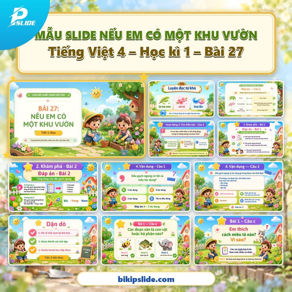 Giáo án Tiếng Việt lớp 4 - Kì 1 - Bài 27: Nếu em có một khu vườn