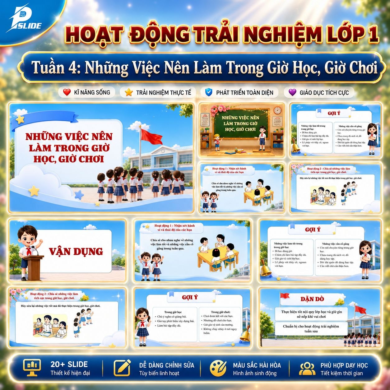 Giáo Án Hoạt Động Trải Nghiệm Lớp 1 -  Tuần 4: Những Việc Nên Làm Trong Giờ Học, Giờ Chơi