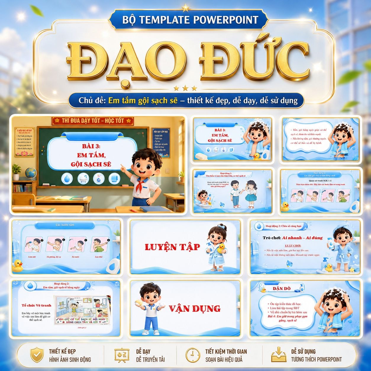 Giáo án Đạo Đức lớp 1 - Bài 3: Em tắm gội sạch sẽ   