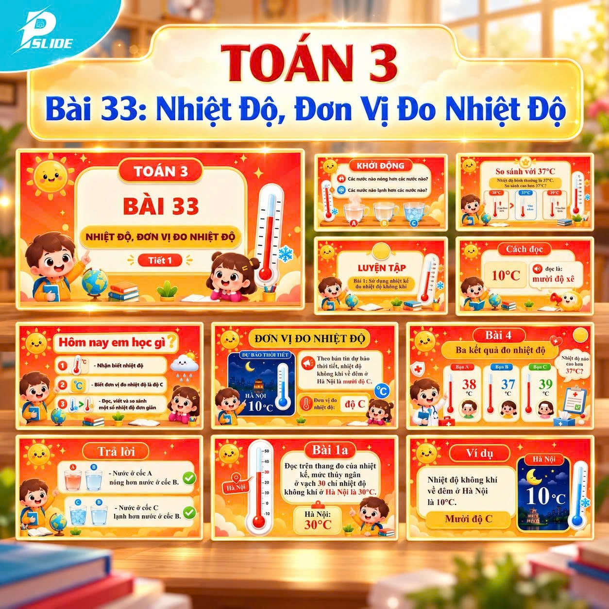 Giáo án Toán lớp 3 - Bài 33: Nhiệt Độ, Đơn Vị Đo Nhiệt Độ