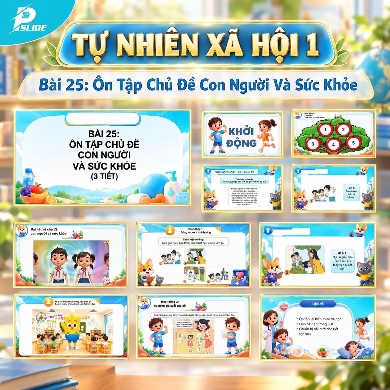 Giáo án Tự nhiên Xã hội lớp 1 - Bài 25: Ôn Tập Chủ Đề Con Người Và Sức Khỏe