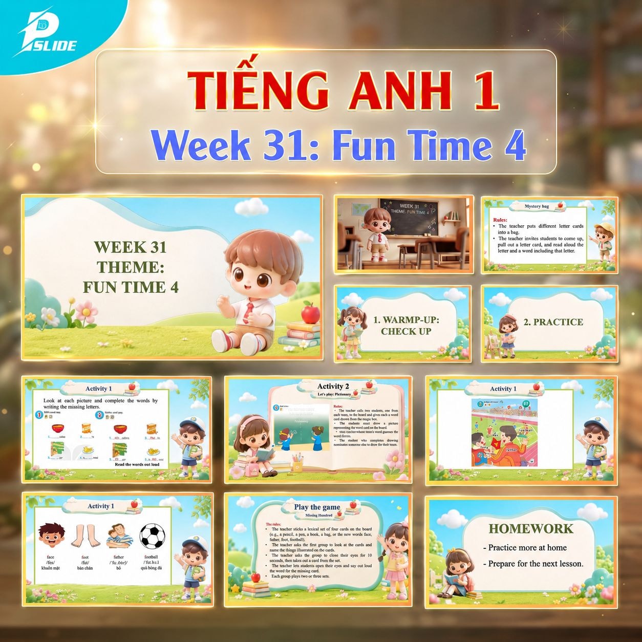 Giáo án Tiếng Anh lớp 1 - Week 31: Fun Time 4