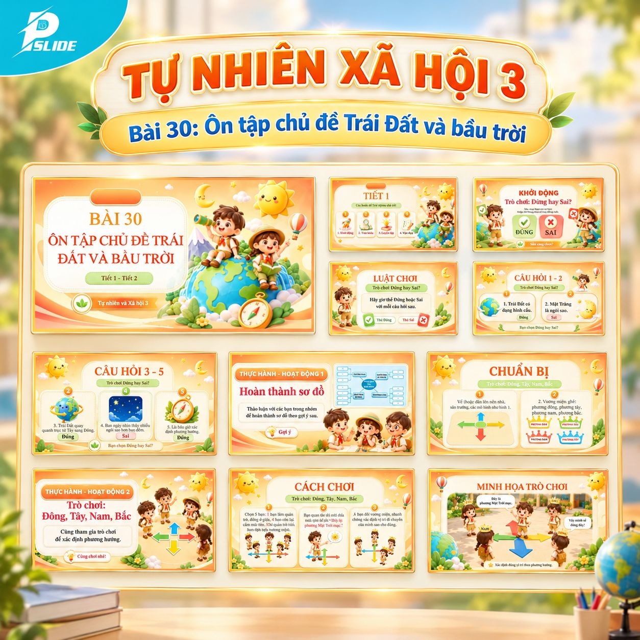 Giáo án Tự nhiên Xã hội lớp 3 - Bài 30: Ôn tập chủ đề Trái Đất và bầu trời