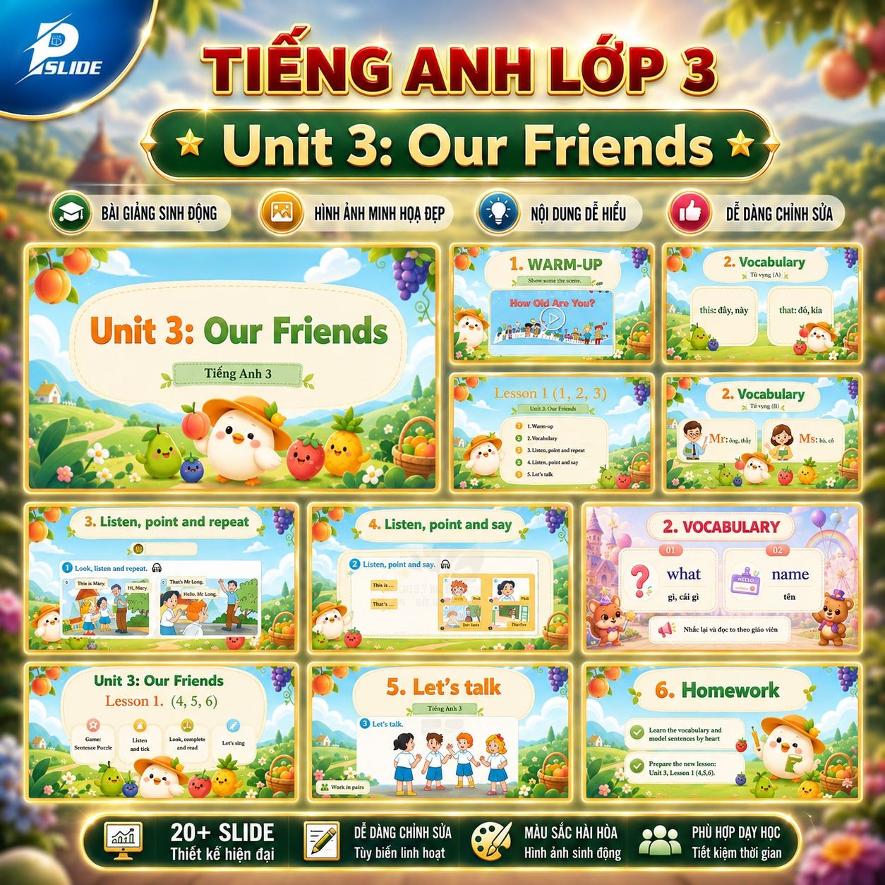 Giáo án Tiếng Anh lớp 3 - Unit 3: Our Friends