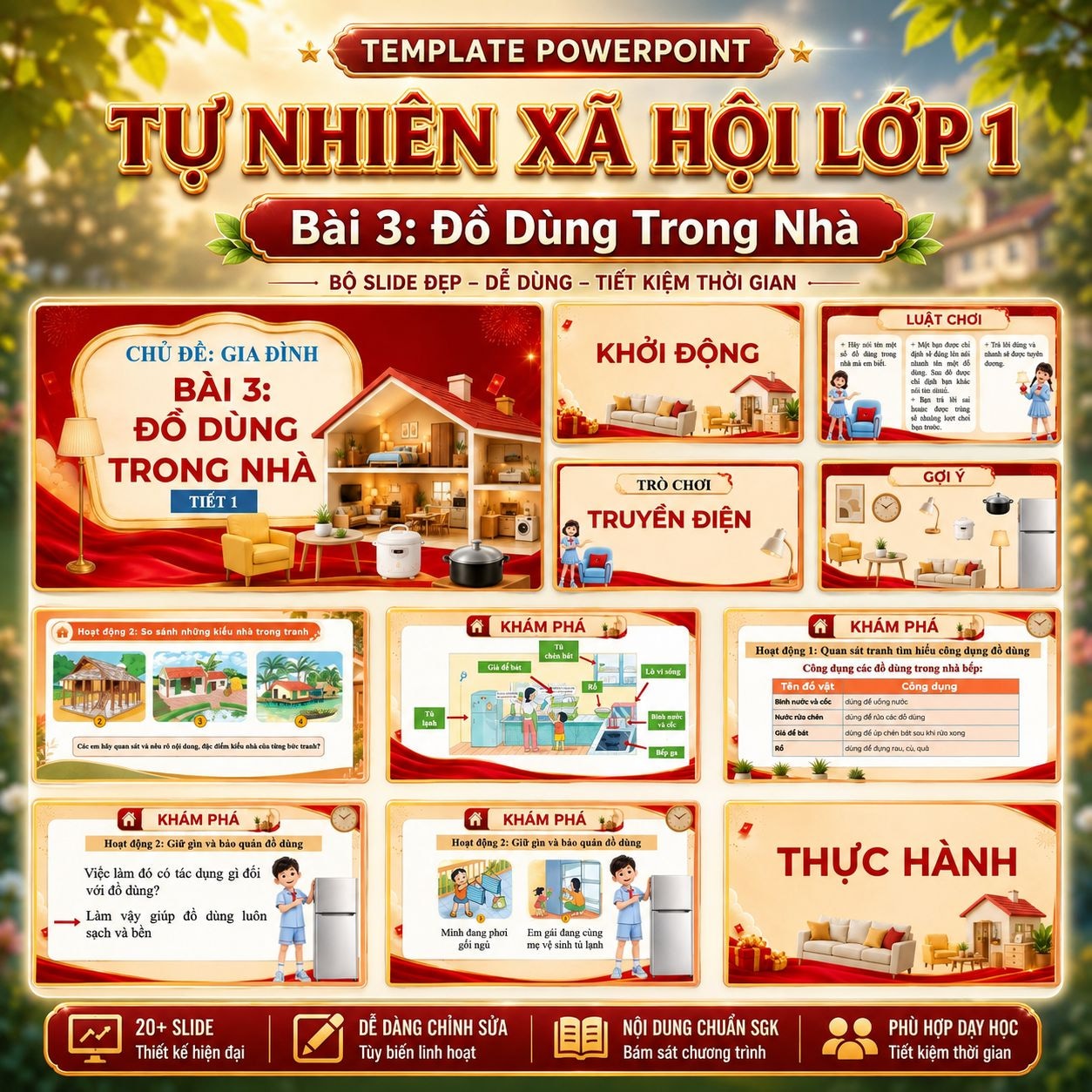 Giáo án Tự nhiên Xã Hội lớp 1 - Bài 3: Đồ Dùng Trong Nhà