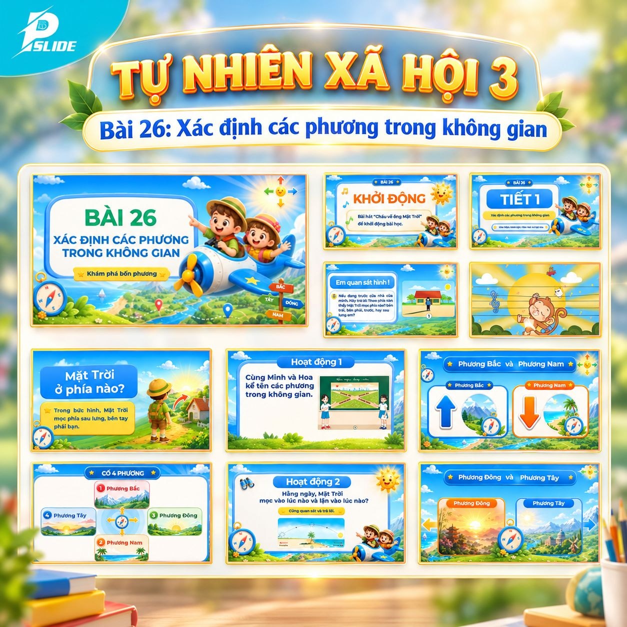 Giáo án Tự nhiên Xã hội lớp 3 - Bài 26: Xác định các phương trong không gian