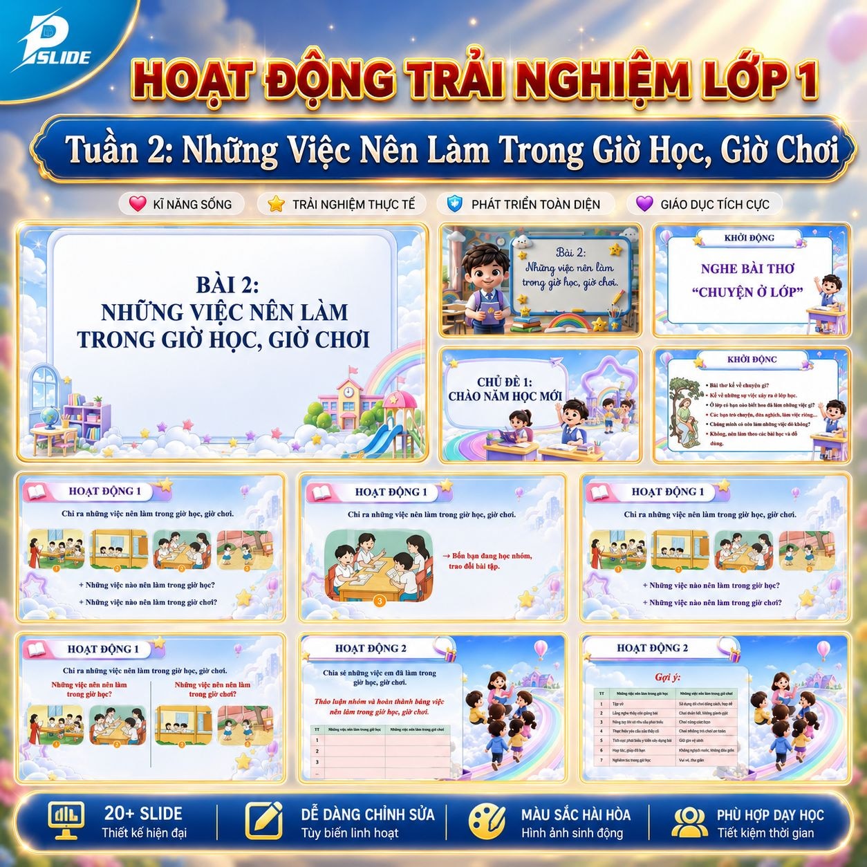 Giáo Án Hoạt Động Trải Nghiệm Lớp 1 -  Tuần 2: Những Việc Nên Làm Trong Giờ Học, Giờ Chơi