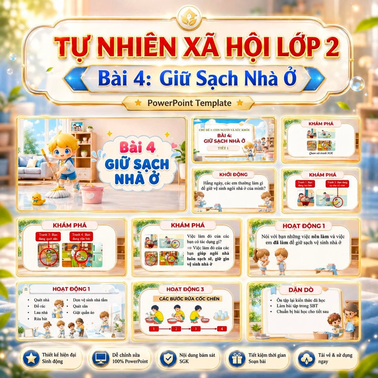 Giáo án Tự nhiên Xã Hội lớp 2 - Bài 4: Giữ Sạch Nhà Ở