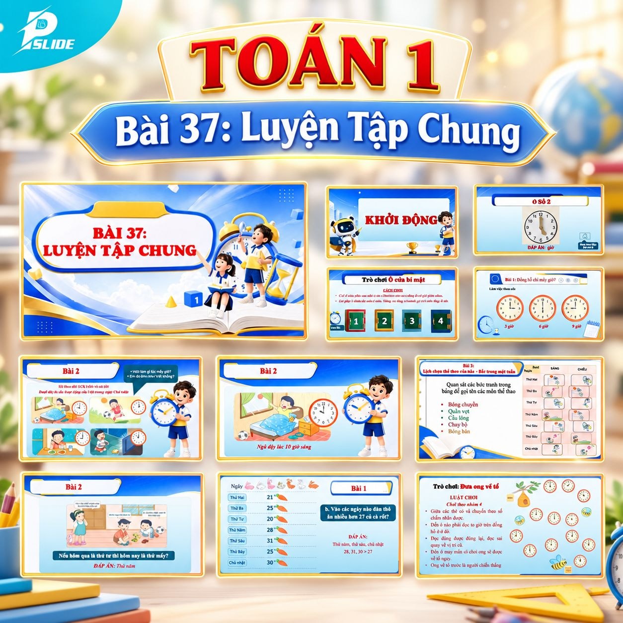 Giáo án Toán lớp 1 - Bài 37: Luyện Tập Chung