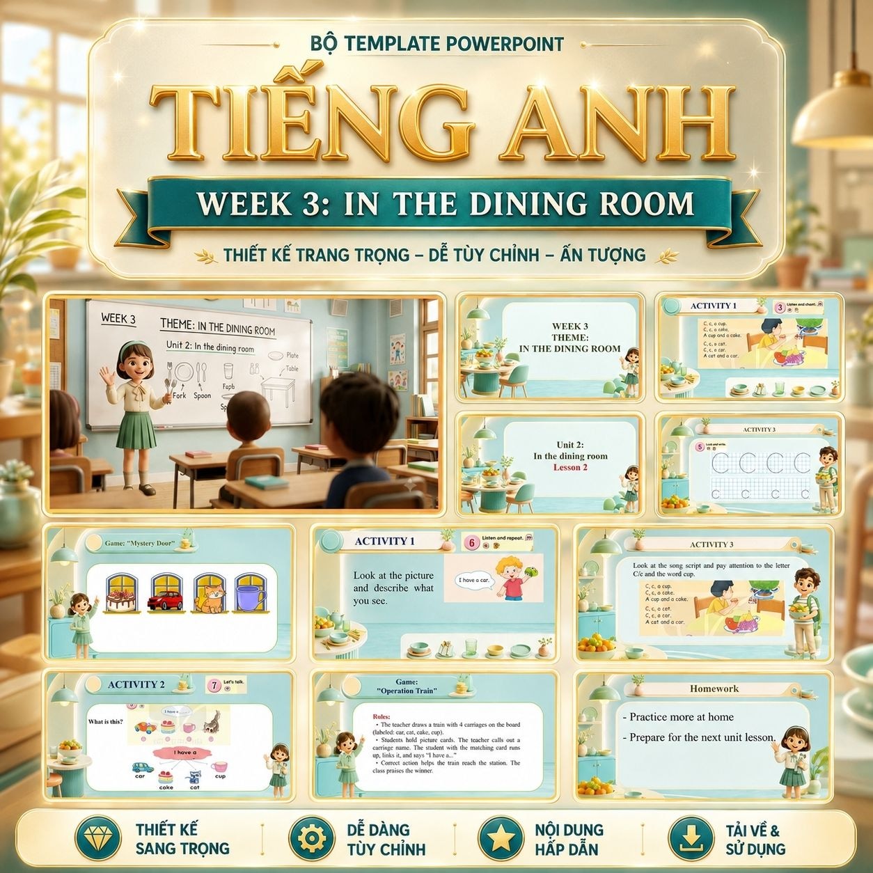 Tiếng Anh Lớp 1 - Week 3: In The Dining Room