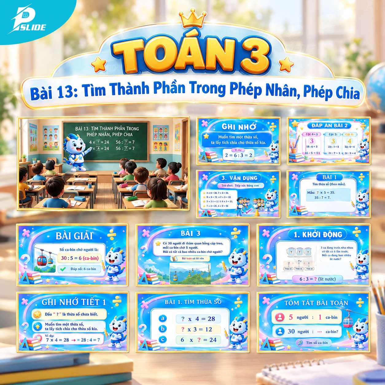 Giáo án Toán lớp 3 - Bài 13: Tìm Thành Phần Trong Phép Nhân, Phép Chia
