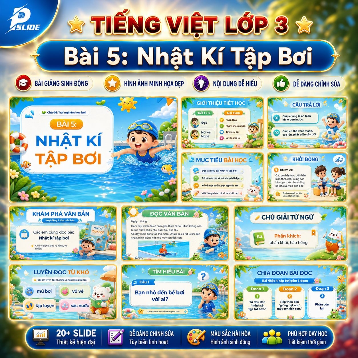 Giáo án Tiếng Việt lớp 3 - Bài 5: Nhật Kí Tập Bơi