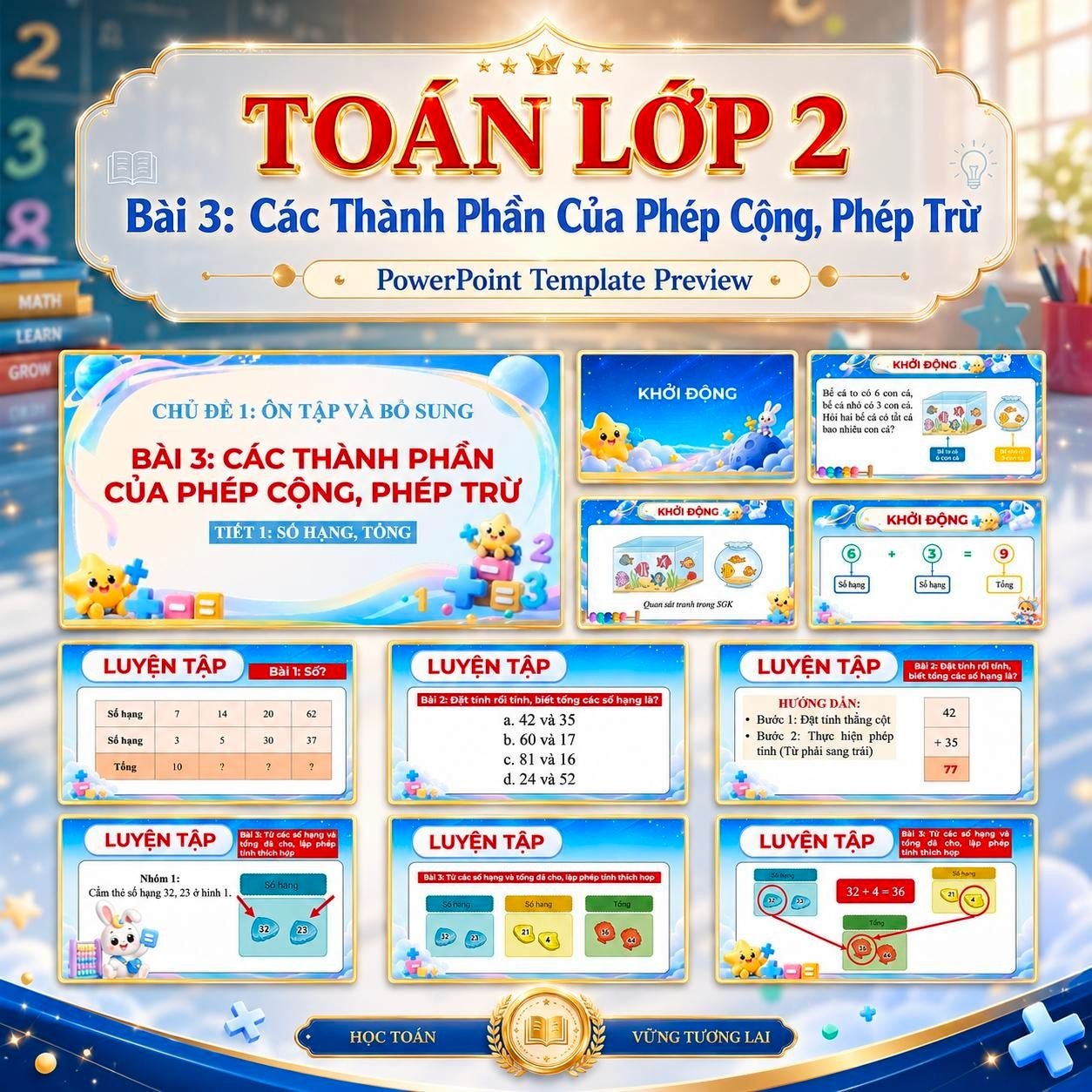 Giáo án Toán lớp 2 - Bài 3: Các Thành Phần Của Phép Cộng, Phép Trừ