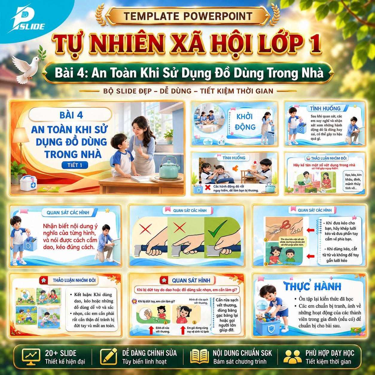 Giáo án Tự nhiên Xã Hội lớp 1 - Bài 4: An Toàn Khi Sử Dụng Đồ Dùng Trong Nhà