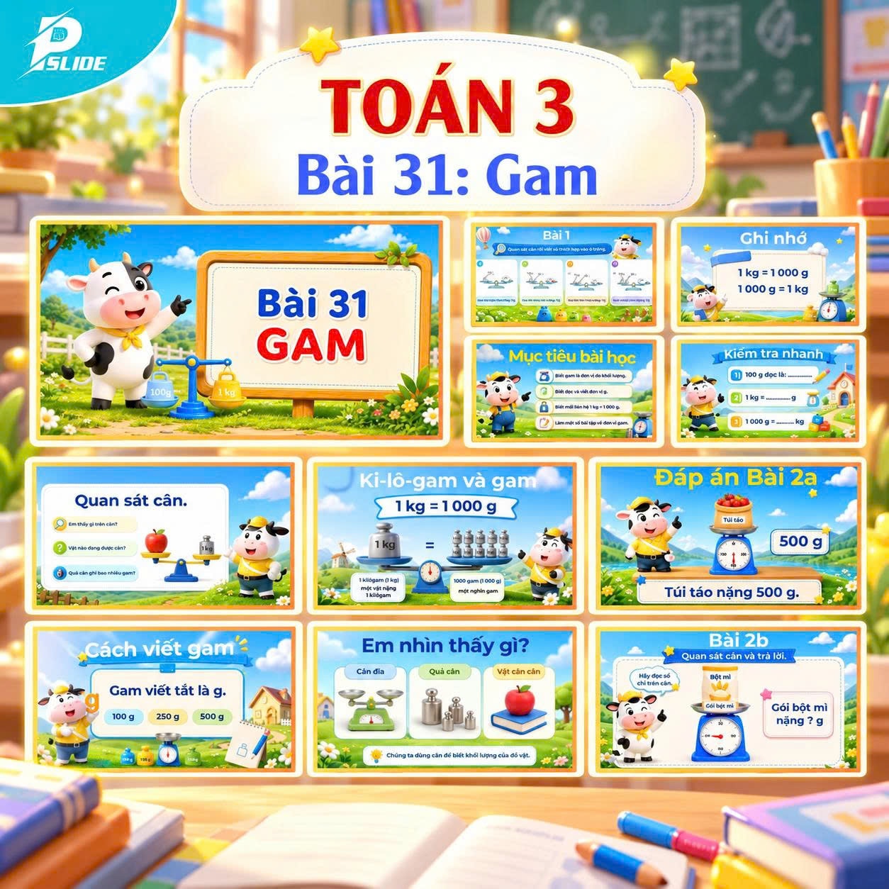 Giáo án Toán lớp 3 - Bài 31: Gam