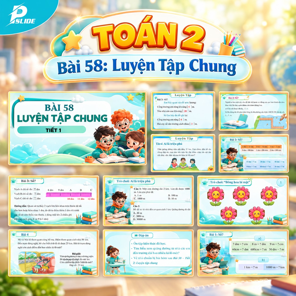 Giáo án Toán lớp 2 - Bài 58: Luyện Tập Chung