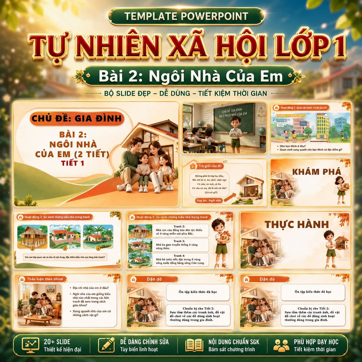 Giáo án Tự nhiên Xã Hội lớp 1 - Bài 2: Ngôi Nhà Của Em
