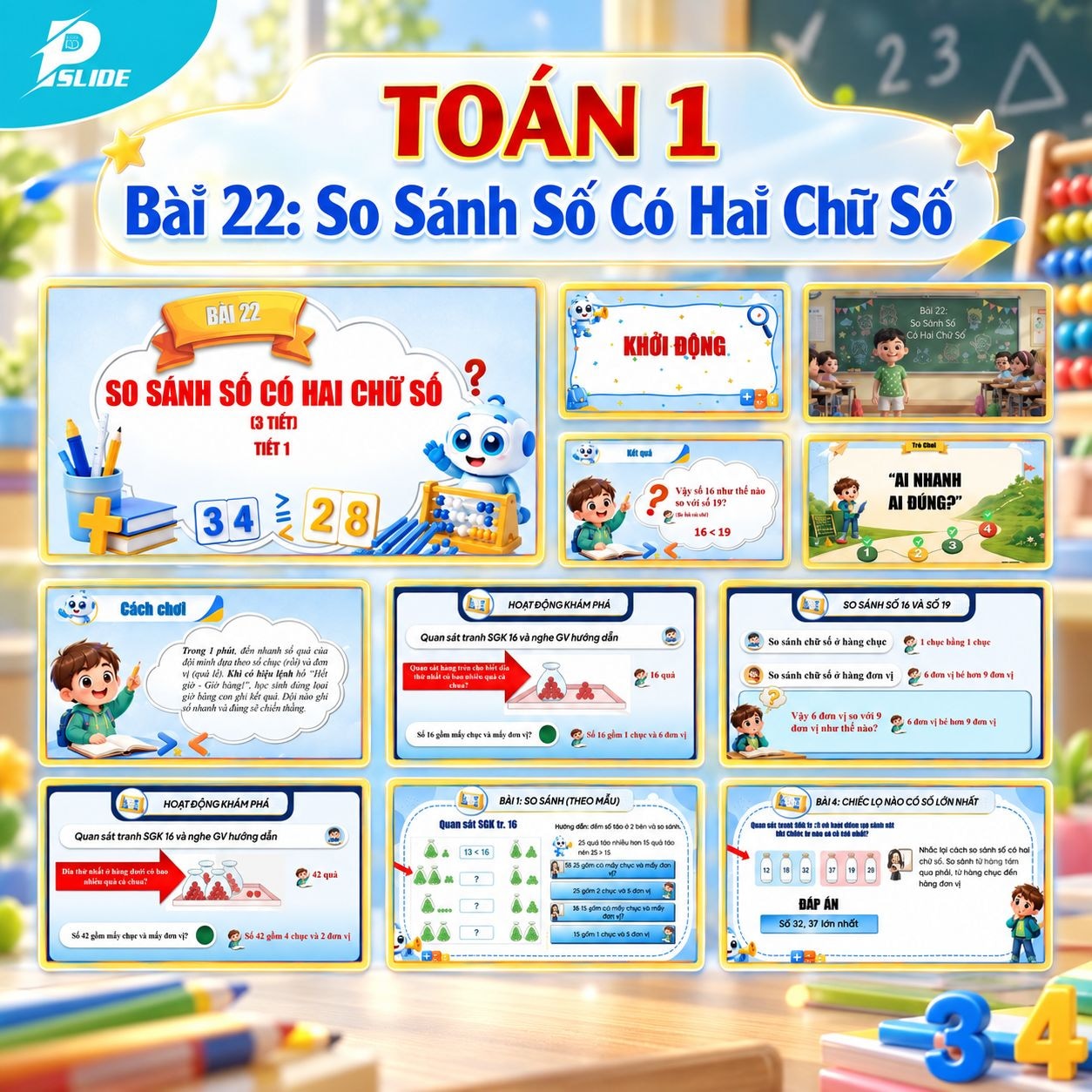 Giáo án Toán lớp 1 - Bài 22: So Sánh Số Có Hai Chữ Số