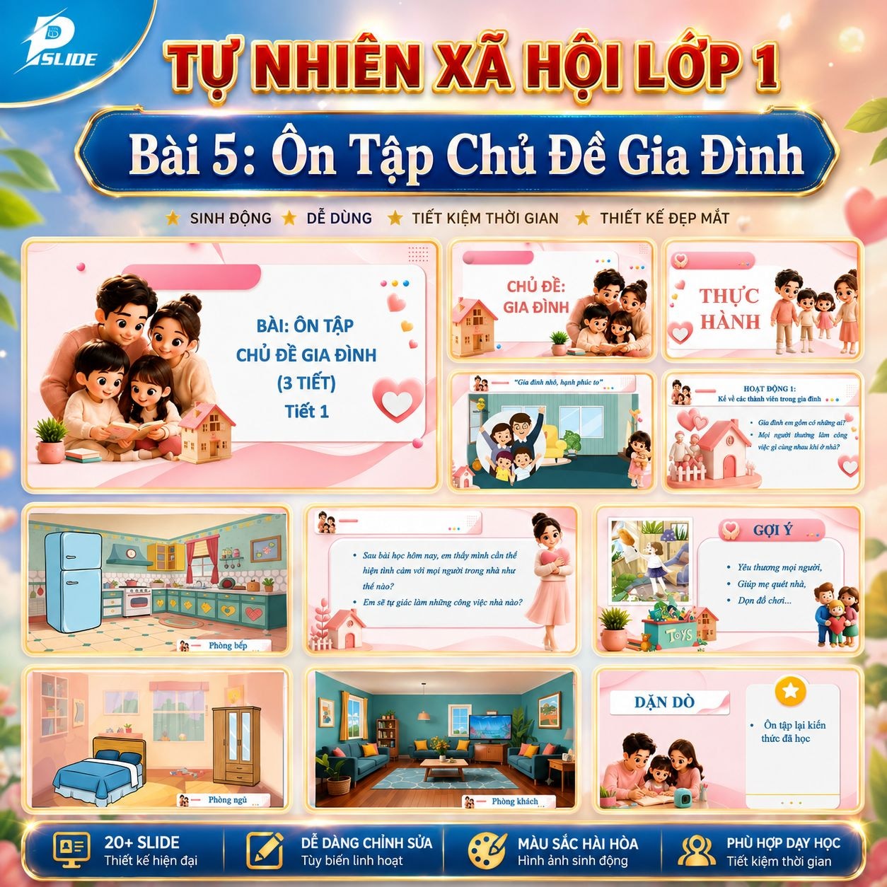 Giáo án Tự nhiên Xã Hội lớp 1 - Bài 5: Ôn Tập Chủ Đề Gia Đình