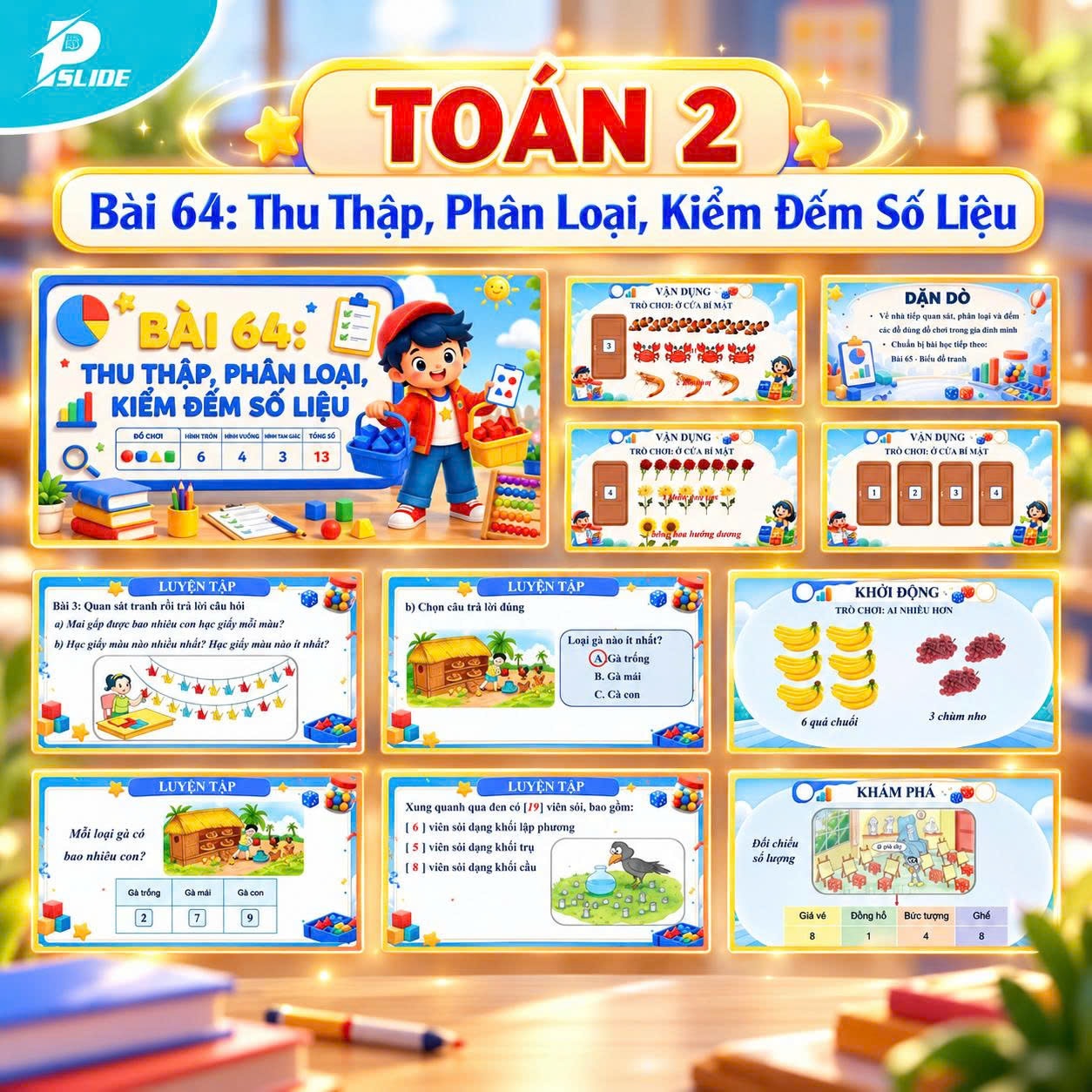 Giáo án Toán lớp 2 - Bài 64: Thu Thập, Phân Loại, Kiểm Đếm Số Liệu