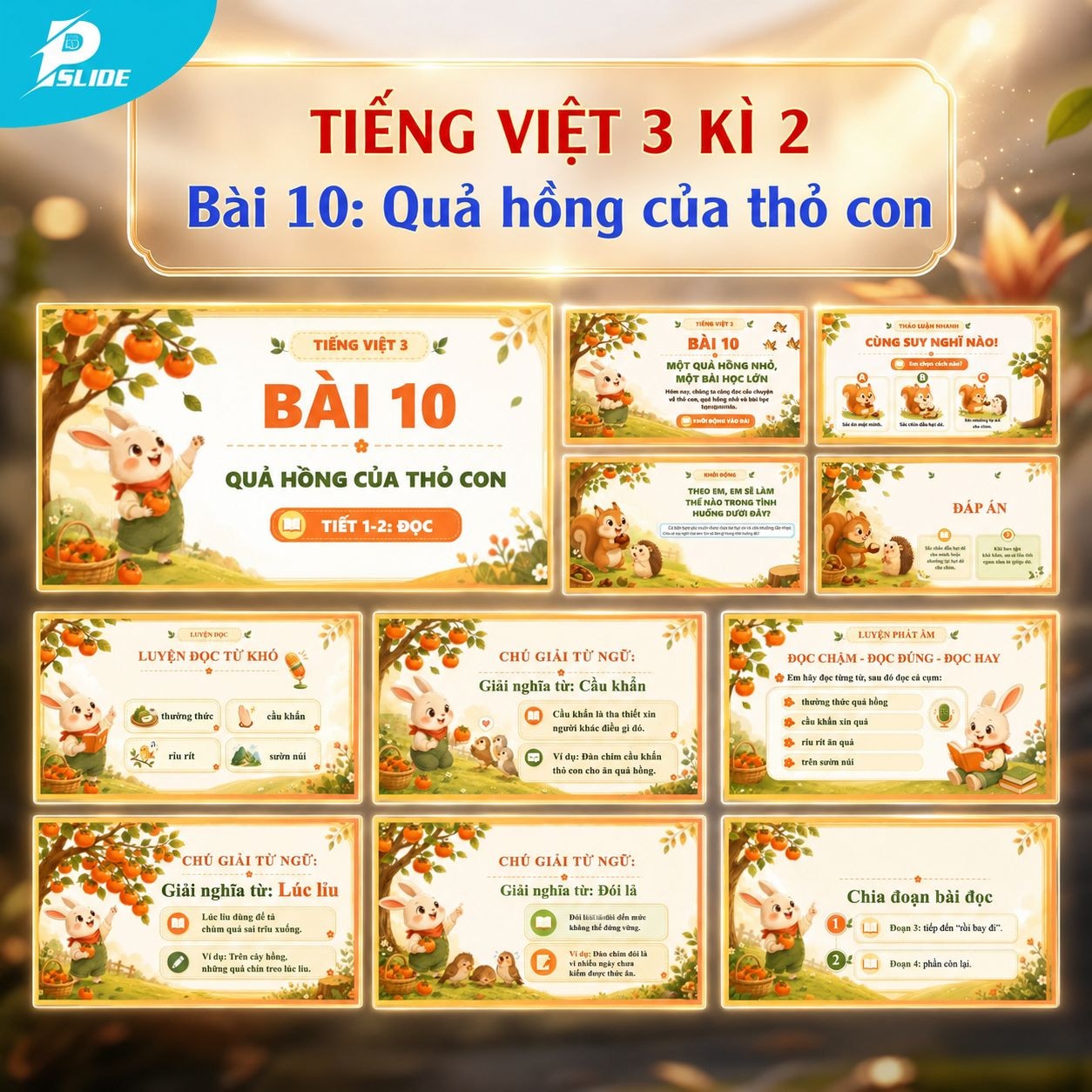 Giáo án Tiếng Việt lớp 3 - Kì 2 - Bài 10: Quả hồng của thỏ con