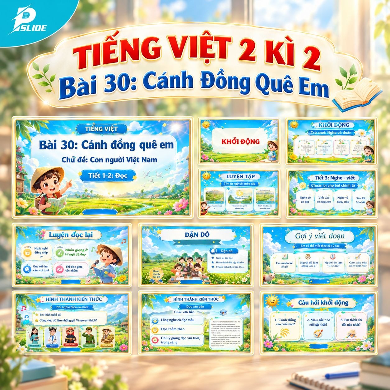 Giáo án Tiếng Việt lớp 2 - Kì 2 - Bài 30: Cánh Đồng Quê Em